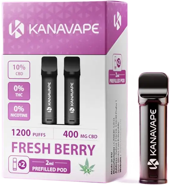 Kanavape CBD Pods Fresh Berry, Packung mit 2 Kartuschen à 2 ml