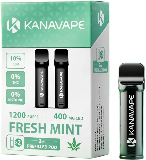 Kanavape CBD Pods Fresh Mint, Packung mit 2 Kartuschen à 2 ml