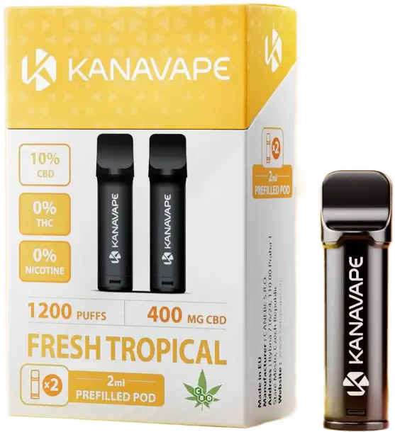 Kanavape CBD Pods Fresh Tropical, Packung mit 2 Kartuschen à 2 ml
